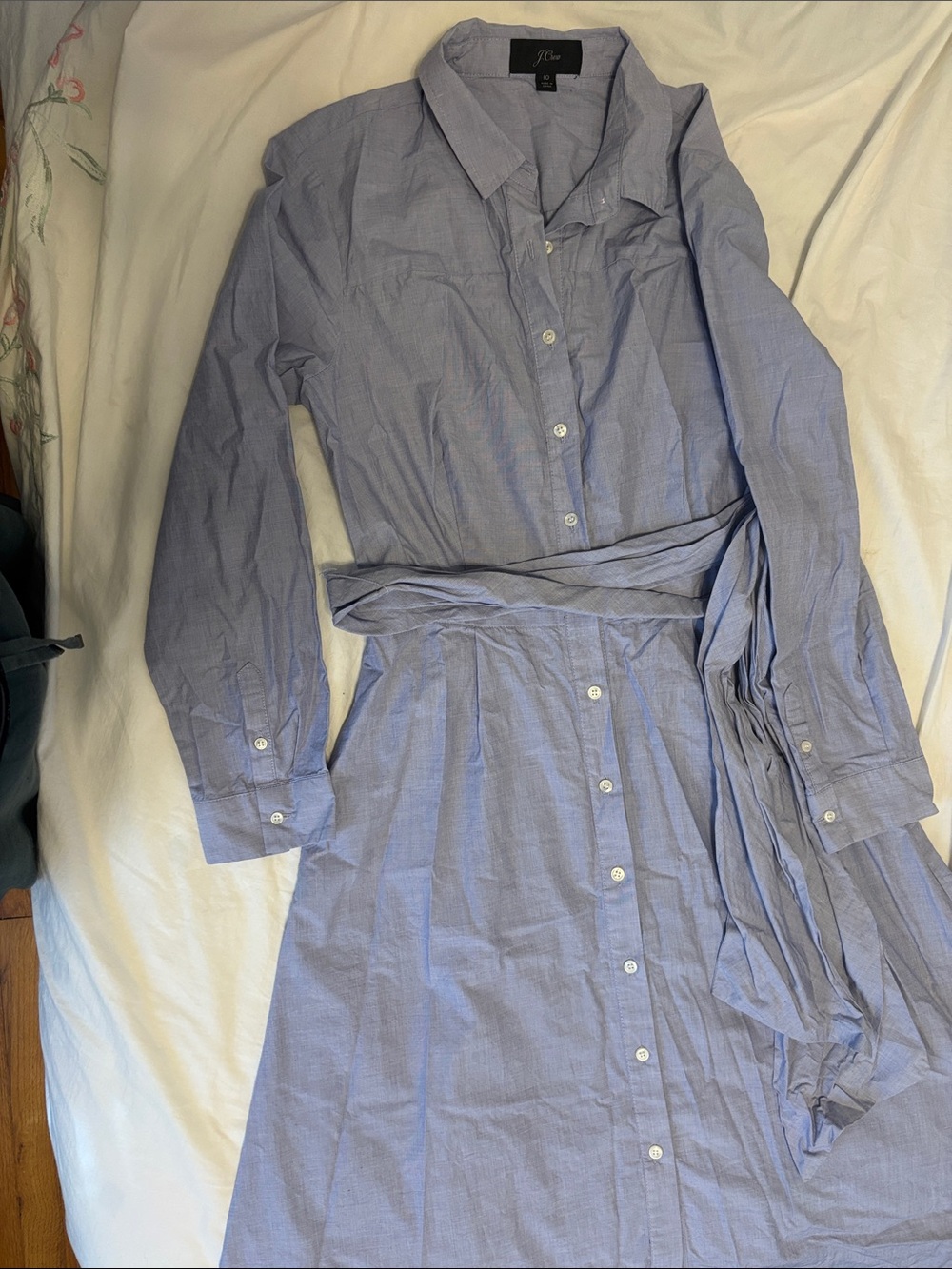 J. Crew Light Blue Long Sleeve Button-Down Shirt Dress